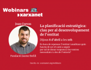 El webinar ‘la planificació estratègica, clau per al desenvolupament de l’entitat’ ha anat a càrrec de Joan Cuevas, de la Fundació Jaume Bofill. Font: Xarxanet