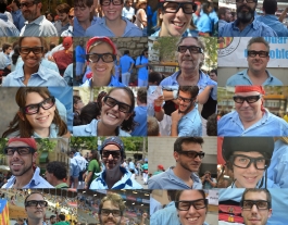 Membres dels Castellers del Poble-sec, amb les ulleres enregistradores Font: 