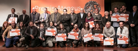 Imatge dels guardonats en l'edició de 2017 dels Premis Ateneus Font: Toni Galitó