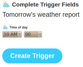 Amb el trigger podem configurar quant volem l'informe de la previsió del temps.