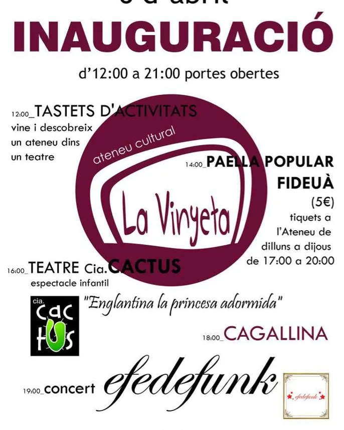 Cartell inauguració de l'ateneu de La Vinyeta