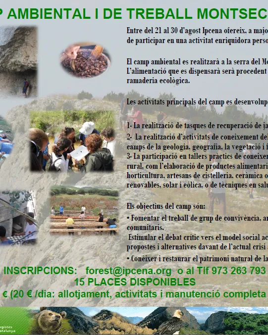Camp ambiental i de treball al Montsec Font: 