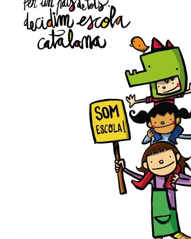 Uns nens participen a la cercavila amb un capgròs