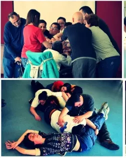 Imatge de l'assaig de l'obra SOM. Companyia Amantis