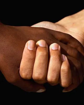 Mans de persones de diferents origens. Font: Wikimedia