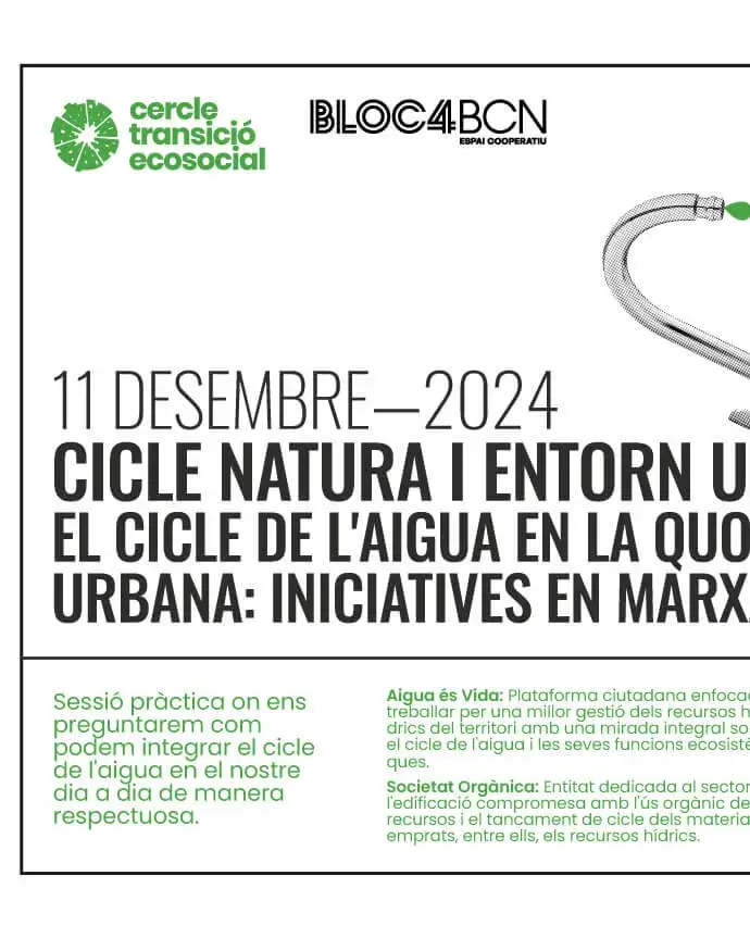 Cartell de la sessió 'El cicle de l'aigua en la quotidianitat urbana: iniciatives en marxa'