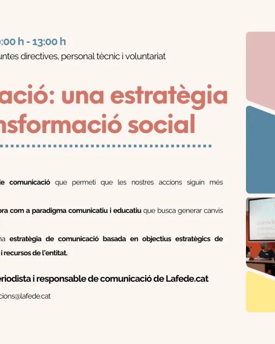 Cartell de la formació sobre comunicació organitzada per LaFede.cat.