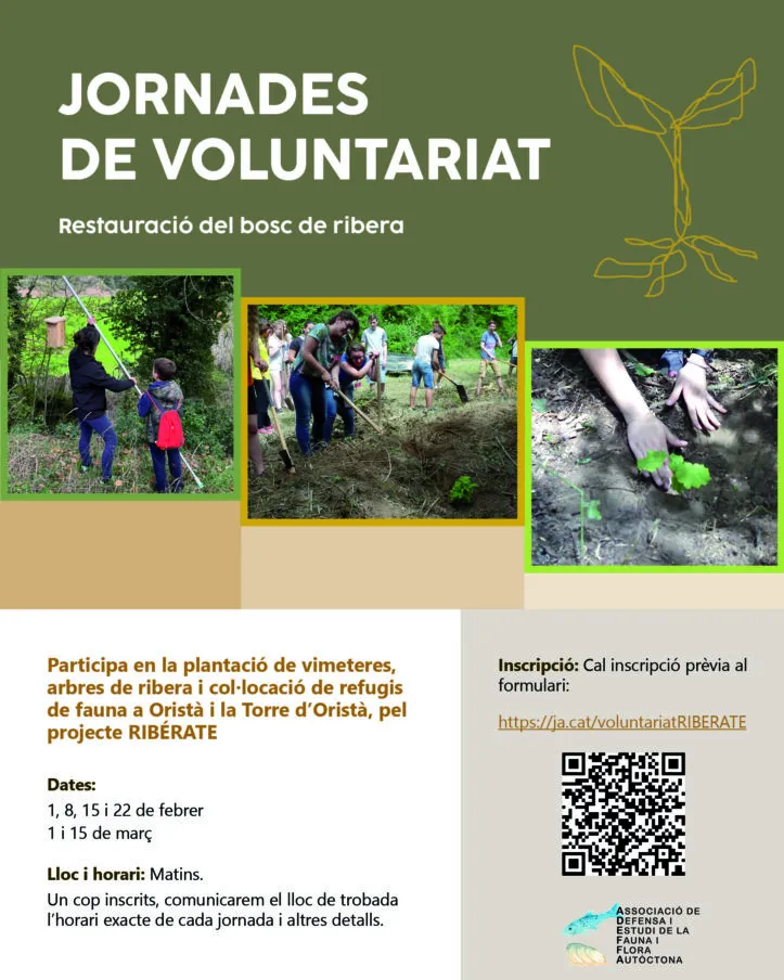Fragment del cartell de la Restauració del bosc de ribera a la Riera Gavarresa i Torrent de la Torre