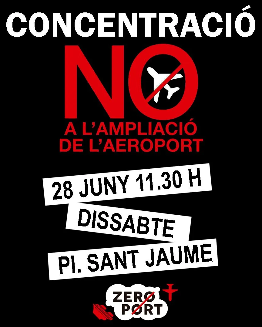 Cartell Concentració contra l’ampliació de l’aeroport del Prat