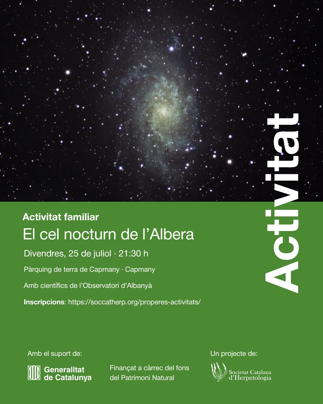 Cartell oficial de l'activitat 'El cel nocturn de l'Albera'