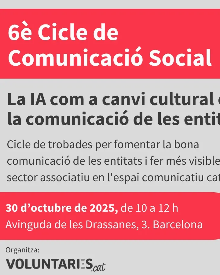 Cartell de la formació 'La IA com a canvi cultural en la comunicació de les entitats'.