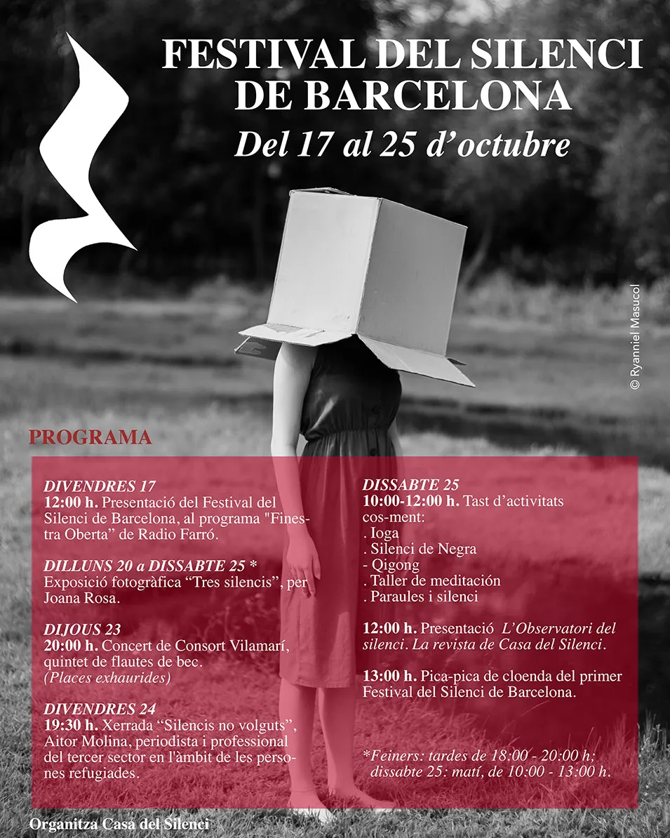Cartell oficial de la primera edició del Festival del Silenci de Barcelona. Cartell oficial de la primera edició del Festival del Silenci de Barcelona.
