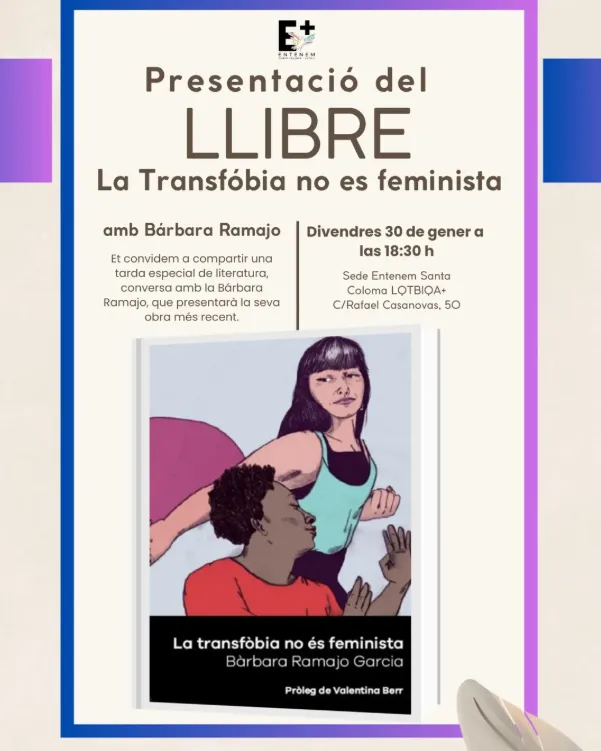 Presentació del llibre ‘La transfòbia no és feminista’. Font: Entenem Santa Coloma LGTBIQA+