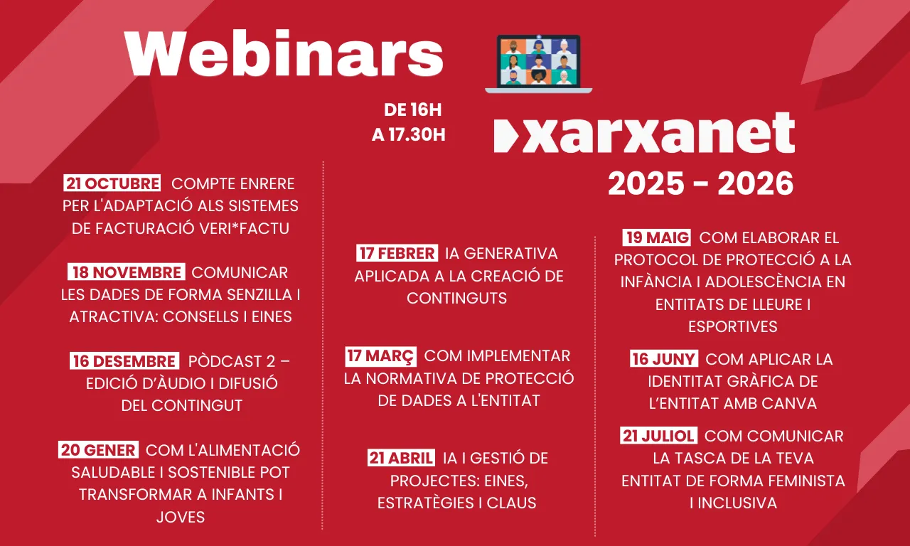 Cartell del cicle de webinars de Xarxanet.