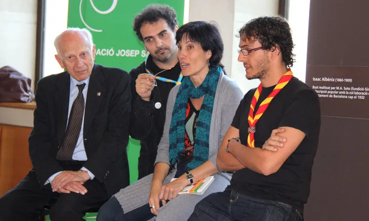 Jordi Bonet, Quim Vila, Neus Forcano i Arnau Garcia a la presentació de xarxameg