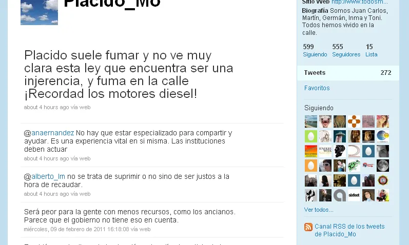 Imatge del twitter de Plácido a 11/02/2011