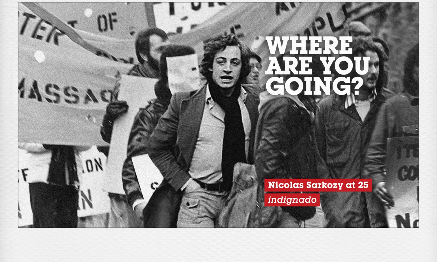 Postal de la campanya Where are you(th) going? amb Nicolas Sarkozy