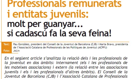 "Professionals remunerats i entitats juvenils: molt per guanyar... si cadascú fa