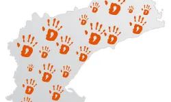 Mapa de la província de Tarragona amb el logo del programa Tu Ajudes