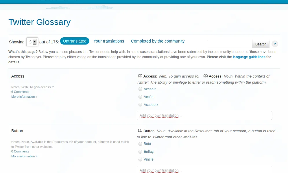 El procés de traducció de Twitter