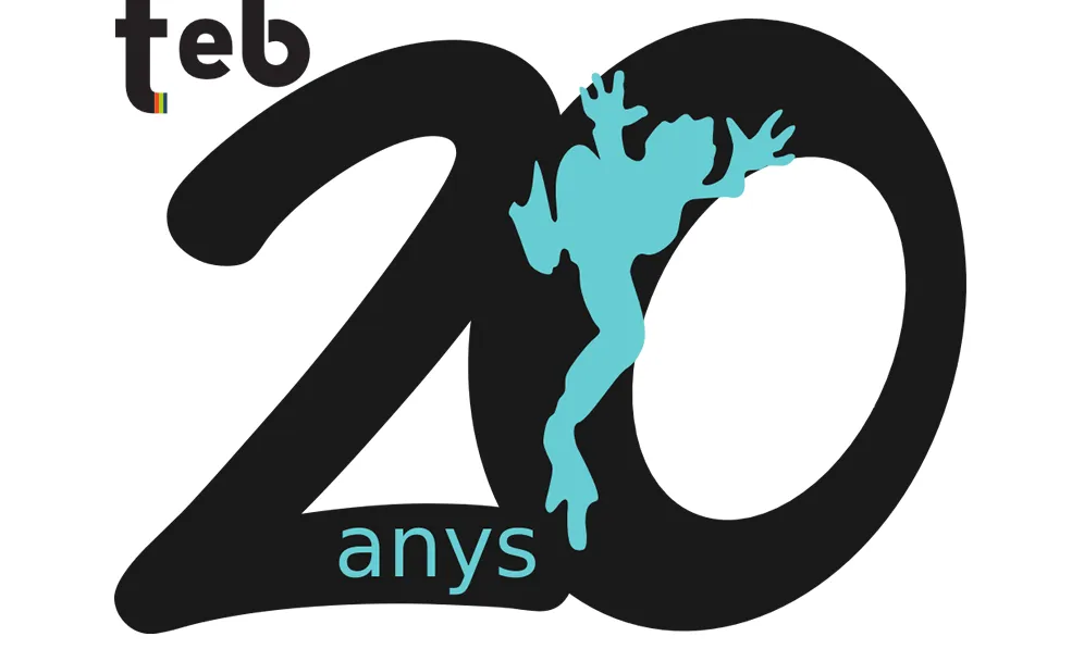 Logotip dels 20 anys de l'Associació per a Joves TEB