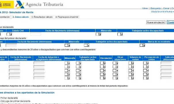 Imatge simulador IRPF 2012