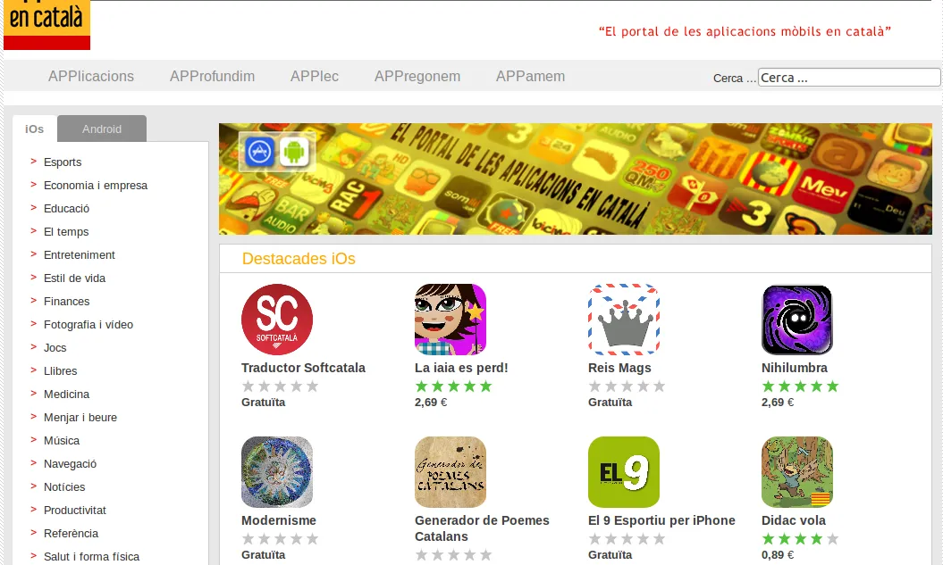 Captura del portal web d'Appsencatalà