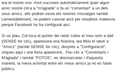 Aquest missatge repetitiu ha circulat durant molts dies a Facebook
