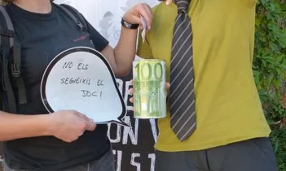 Missatge a favor de la banca ètica. Font: Setem