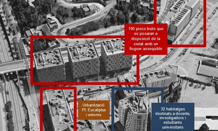Imatge dels edificis on l'ajuntament invertirà en lloguer assequible