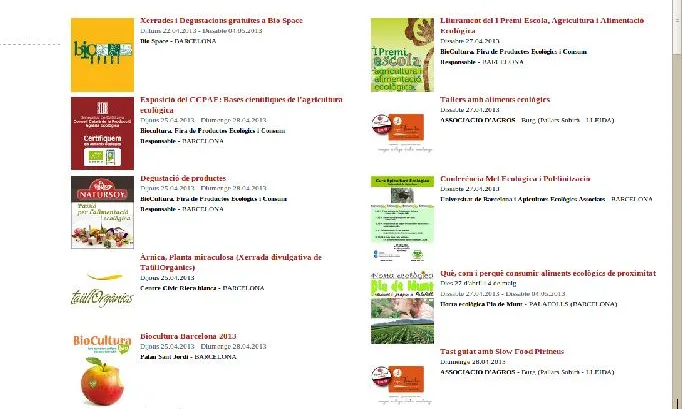 Programa d'activitats de la Setmana Bio d'agricultura ecològica