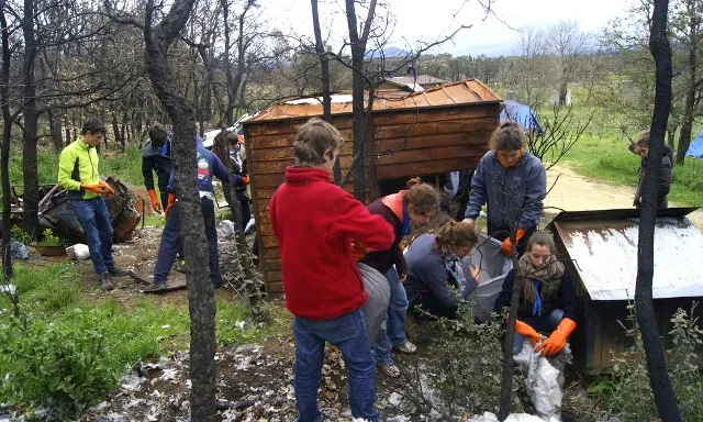 L'AEiG Sant Narcís de Girona realitzant un servei a la zona afectada pels focs.