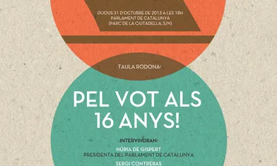 cartell de la taula rodona "Pel vot als 16 anys" del CNJC
