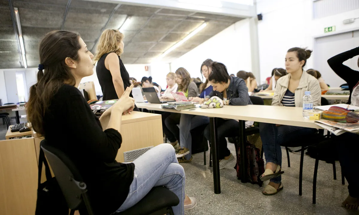 Traductora simultània a l'aula en llengua de signes (Font: FAS)