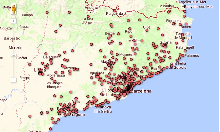 El mapa d'entitats socials es pot consultar per comarques i municipis