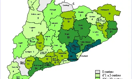 Distribució dels centres adherits al Programa d'Escoles Verdes (2013-2014)
