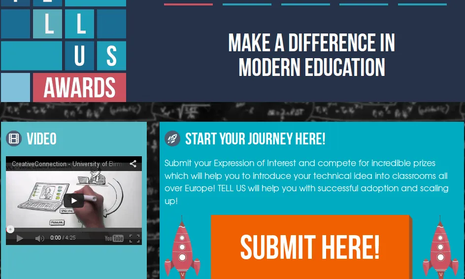 Captura de pantalla de la plana web de TELL US Awards