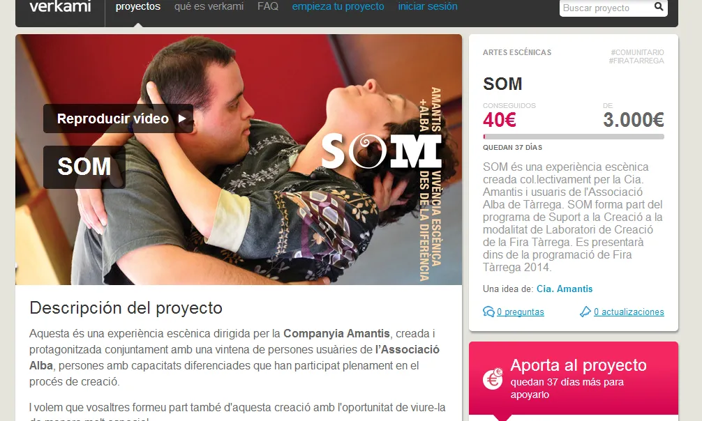 La Companyia Amantis i l'Associació Alba busquen fons a través de Verkami