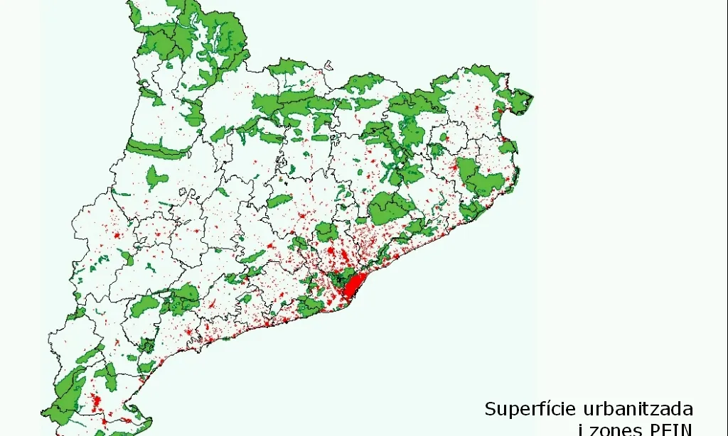 Mapa del Pla d'Espais d'Interès Natural de Catalunya (imatge; celfos.org)