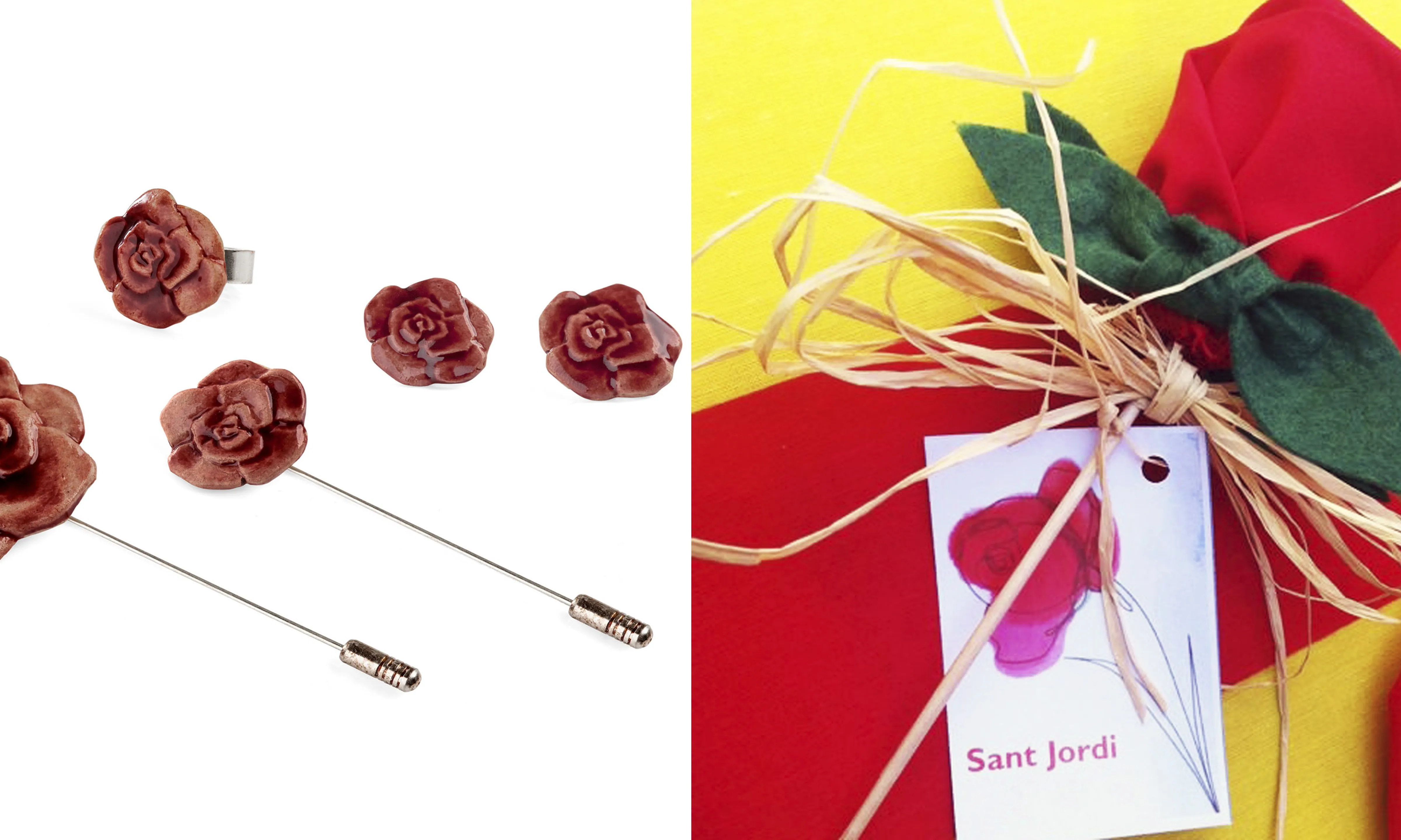 Conjunt de bijuteria i rosa de roba