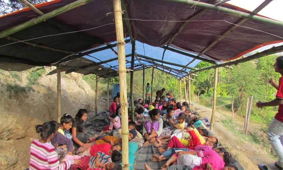 Refugi provisional de PA Nepal en resposta al terratrèmol (Font: Kaliu Nepal) 