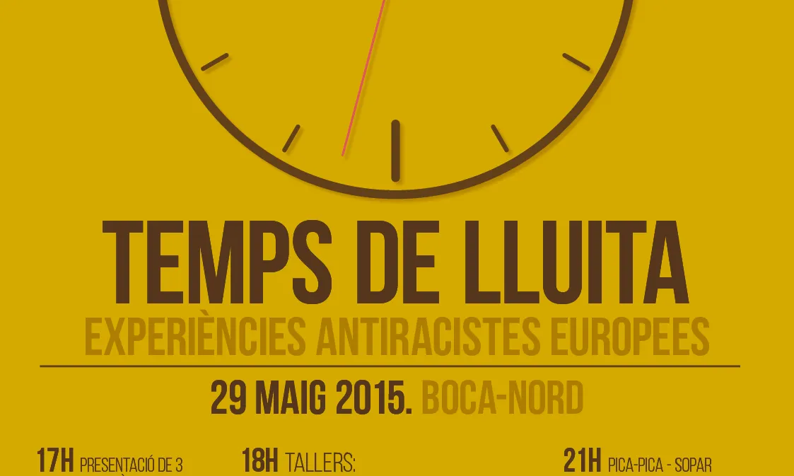 Cartell de la trobada de l'Aixada Antiracista: TEmps de lluita