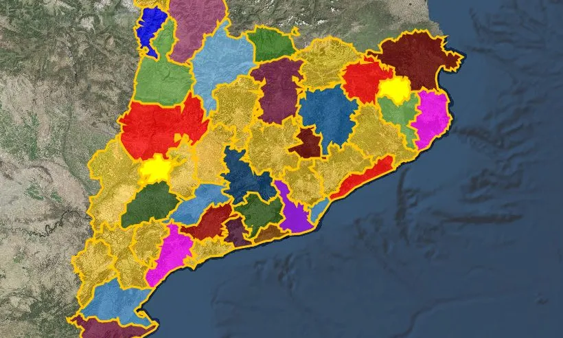 Mapa amb les 42 comarques catalanes