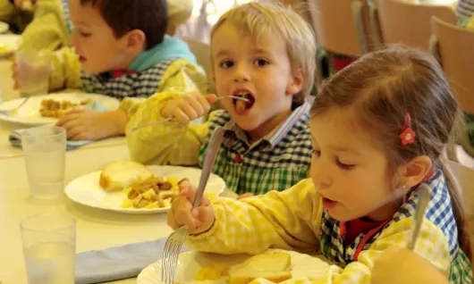 Imatge infants dinant al menjador. Font: web. fapac.cat 
