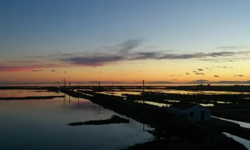 Mirador de Món Natura Delta permet veure la psota de sol sobre la Badia dels Alfacs (imatge: Fundació Catalunya-la Pedrera)