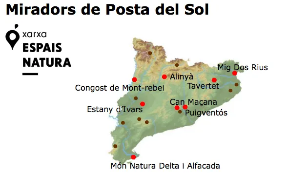 Mapa de miradors de posta de sol