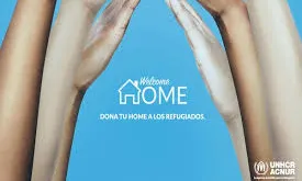 Imatge de portada de la campanya welcome home d'ACNUR. Font: web welcomehome.eacnur.org