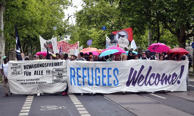Manifestació a Leipzig en suport als refugiats. Font: Caruso Pinguin, Flickr