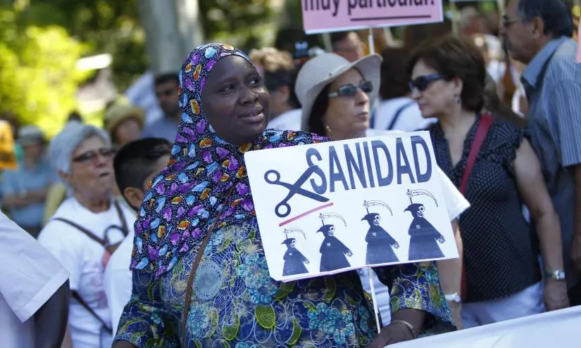 Manifestació a favor de l'assistència sanitària. Font: 20minutos.es