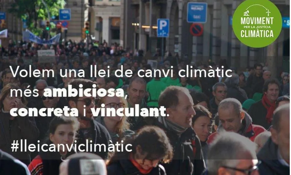 El divendres 30 de setembre la Plataforma compareix al parlament amb altres entitats ambiental, per la proposta de Llei del Canvi Climàtic (imatge: moviment justícia climàtica)